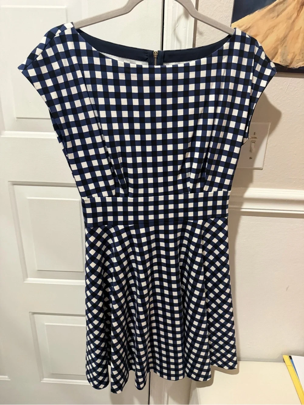 kate spade Navy and White Gingham Midi Dress